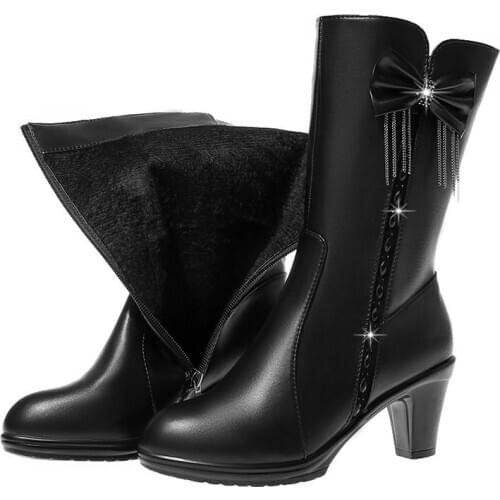 Women Class Fur Warm 9999 Ladies Classic Mini Bailey Bow Boots Ribbon Boot Womens Shoes Black Boots Snow Shoes Winter Boots