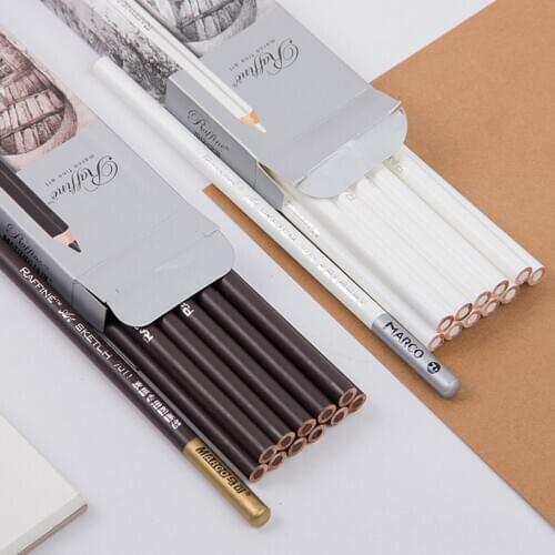 1Pcs Drawing Sketch Powder Brush White Brown Highlight Pencil Charcoal Powder Brush Sketch Pencil Professional Drawing Supplies