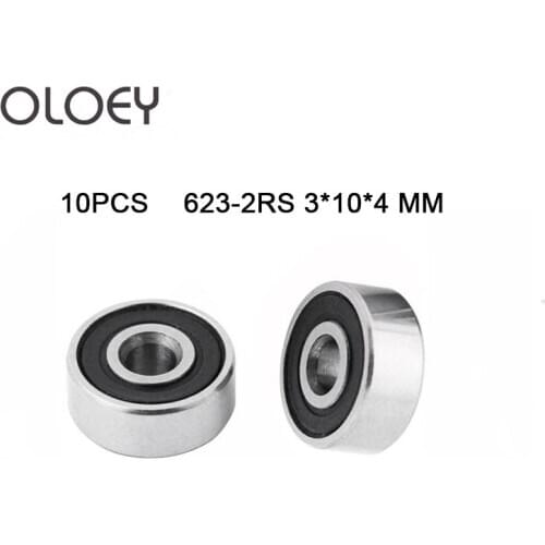 10PCS High quality ABEC-5 623 2RS 623RS 623-2RS 623 RS 3x10X4 mm Miniature double Rubber seal Deep Groove Ball Bearing Good