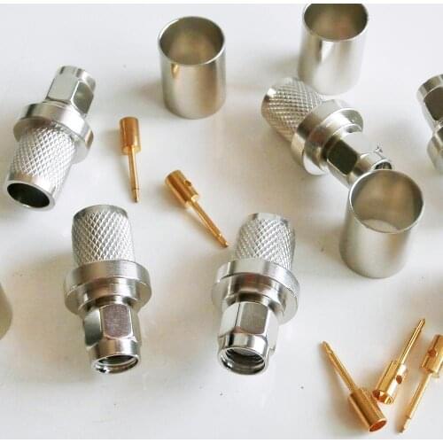 10X Pcs RF Coax Connector SMA Male Jack Crimp for LMR400 RG8 RG213 RG214 RG165 7D-FB Cable Plug Nickel Plated High-quality