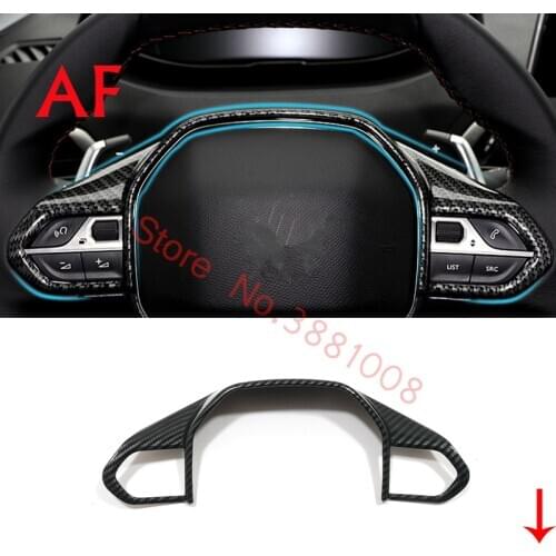 ABS Carbon Fiber Steering Wheel Decoration Trim -covers For PEUGEOT 3008 3008GT 4008 5008 2016 2017 Accessories Car Styling
