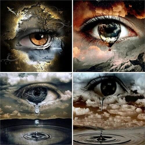 EverShine Diamond Painting Full Drill Square Portrait Diamond Embroidery Eye Picture Rhinestone Mosaic Cross Stitch Home Decor