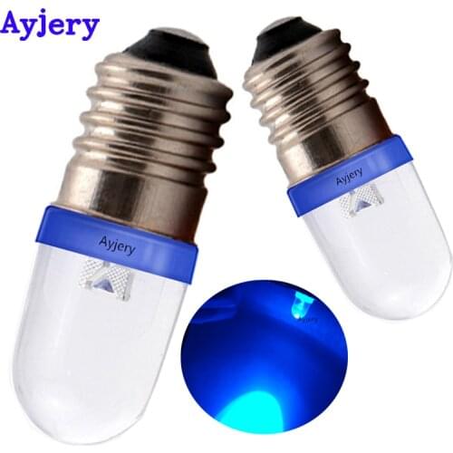 AYJERY 20PCS White Blue Red Yellow E10 F8 1 SMD 12V Led Car Side Indicator Bulbs Screw Shape Base Auto Warning Clearance Lights