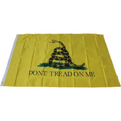 Don't Tread On Me Gadsden Flag Banner Hanging Fade Resistant Canvas Tea Party Flags Polyester Brass Grommet 3 X 5 Ft yellow