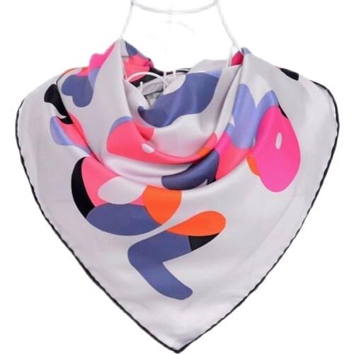 [BYSIFA] Brand Letters Grey Scarves New Large Square Twill Silk Scarf Shawl Autumn Winter Ladies Polyester Headscarves Cape
