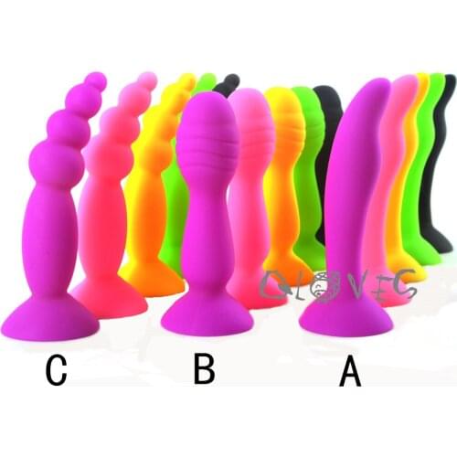 FAAK Colorful silicone anal plug suction beads butt plug anal stopper sex toys G-spot stimulate masturbate anal dildo cheap