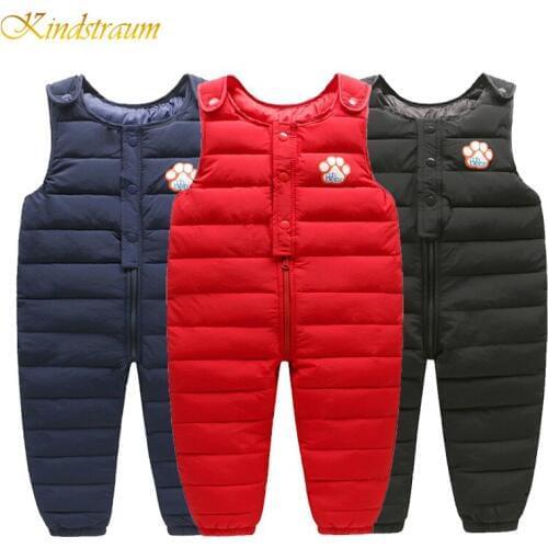 2019 Children Winter Jumpsuit down cotton bib pants Warm overalls For boys pants warm baby girls pants Kids trousers DC181