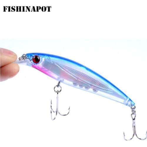 FISHINAPOIT 1PCS Laser Transparent Minnow Fishing Lure 11CM 14G Treble Hooks Bass Wobblers Crankbait Artificial Japan Hard Baits