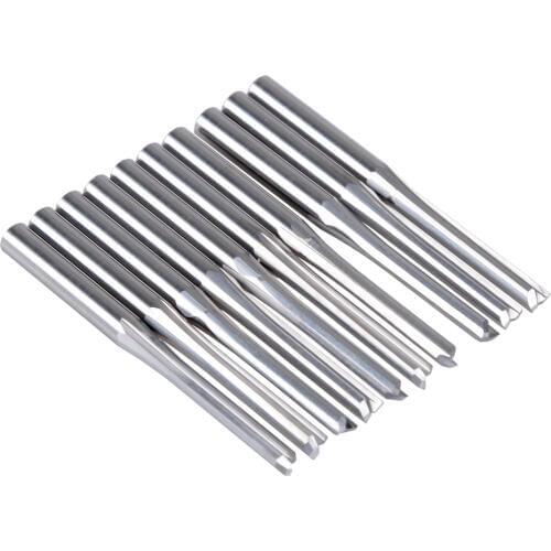 10pcs 3.175mm CED 2.5mm CEL 17mm Straight Slot Bit Wood Cutter CNC Solid Carbide Two Double Flute Bits CNC Router Bits