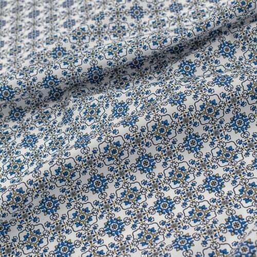 Blue Wreath Pure Cotton Printed Fabric For Dress Tissus Au MÈTre Telas Algodon Estampadas Sewing Ткань Для Шитья Vestidos Tissu