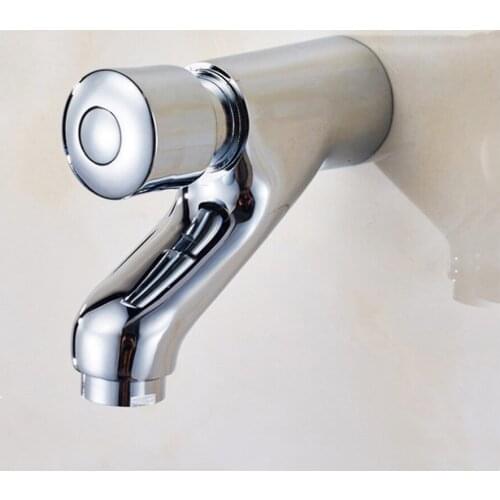Brass Material Chrome Finishing Color Wall Mounted Smart Self Closing Time Extend Faucet