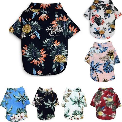Summer Pet Printed Clothes For Dogs Floral Beach Shirt Jackets Dog Coat Puppy Costume Cat Spring Clothing Pets Outfits