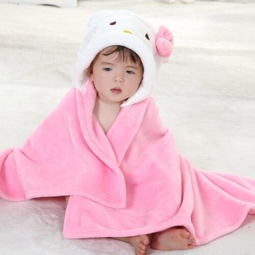 Cute Towel Baby Bathrobe Bath Towel Coral Fleece Cloak Super Soft Suede Childrens Home Clothes Autumn And Winter Baby Jacket