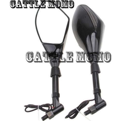 Motorbike Mirror with LED Turn Signal Light Blinker Indicator Rear View Mirror For Harley For Honda Yamaha Suzuki Black
