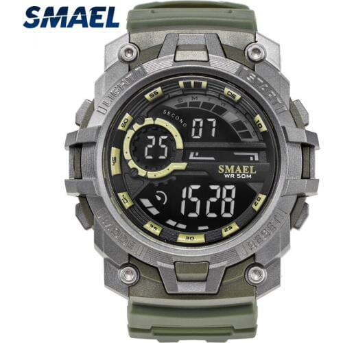 Army Watch Waterproof Men SMAEL LED Display Shock Resist Men Watch Big Dial Cool Military Watch Strap 1701 Sport Watches Digital