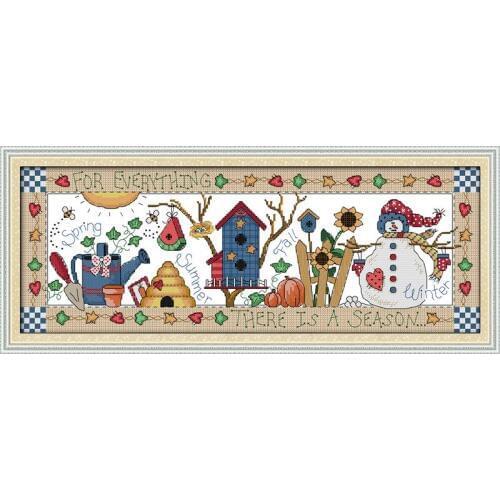Four Seasons Cartoon Pattern Embroidery Chinese Cross Stitch Kit 14CT 11CT Needlework Embroidery Set DIY Gift Decoration Home