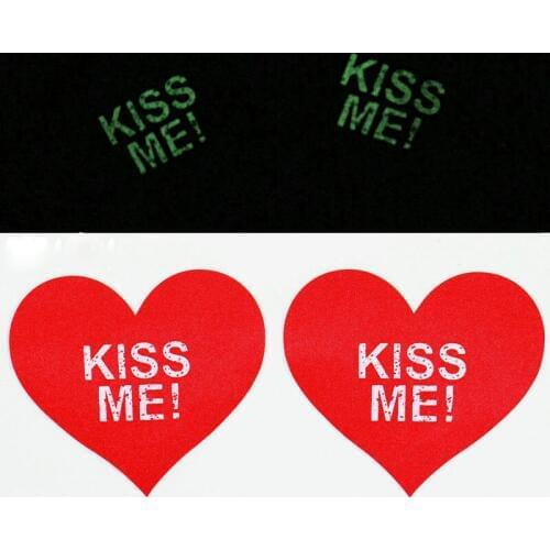KISS ME Letter Design Nipple Covers Disposable Womens Pasties Glow In The Dark Nipple Sticker Heart Women Bra Tape Adhesive