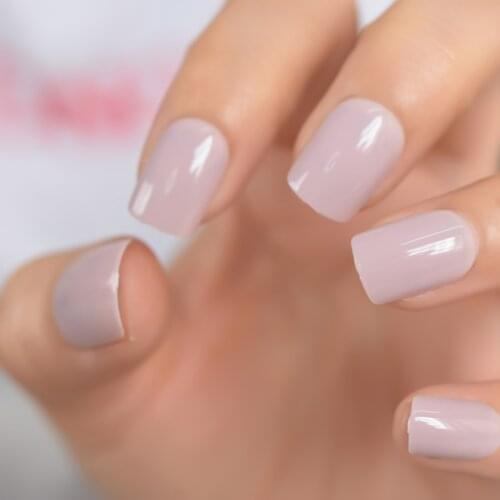 24pcs/Set Glossy Full Cover Fake Nails Art Tools Light Purple Pink Press on Square Acrylic False Nail Tips for Women and Girls