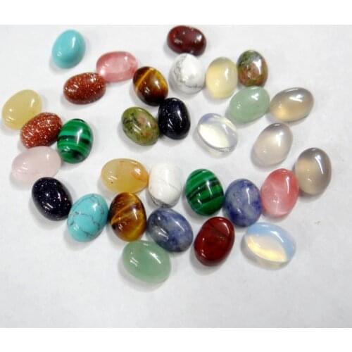 Natural stone agates quartz crystal tiger eye stone Oval Cabochon beads DIY jewelry Accessories 8*10mm wholesale 50pcs/lot