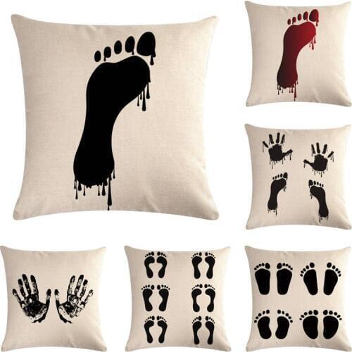 Cushion Cover Creative Black palm and foot prints Pillow Case Sofa Home Decorative Throw pillow cover square Seat cushion cove