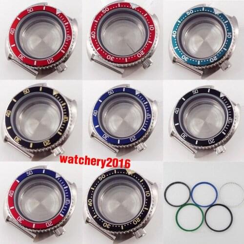 45mm New arrival watch case parts fit for NH35A NH36A movement sapphire glass blue aluminum bezel insert 5ATM waterproof Bliger