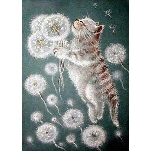 New Arrival Square / Round diy 5d Diamond Painting Dandelion & Cat Mosaic 3D Diamond Painting Rhinestone Embroidery Decorative