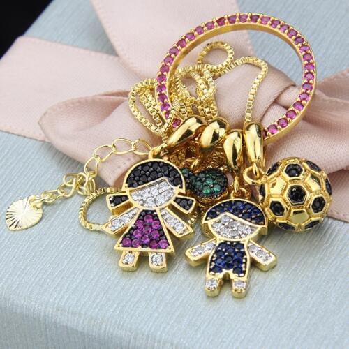 SUNSLL New Gold Copper Necklace Cubic Zirconia Black / Red /white Circle For Women Necklace Children Jewelry Pendant Necklace