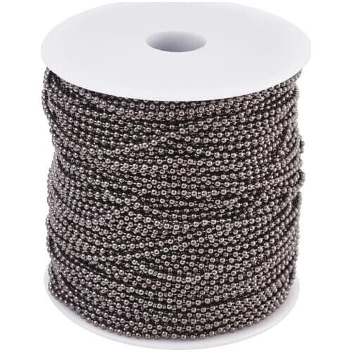 Pandahall 100m/roll Gunmetal Iron Ball Chains Come On Reel Bead: about 2mm in diameter DIY Bracelets Making Wholesales