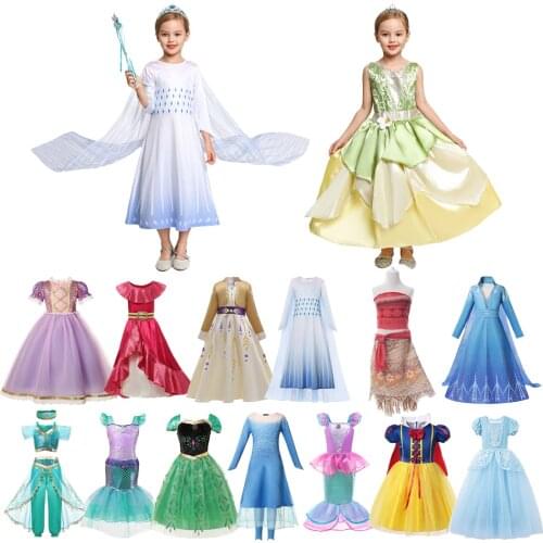 Girls Princess Dress up for Baby Girls Fancy Cinderelle Rapunzal Snow White Anna Elsa Cosplay Party Costume