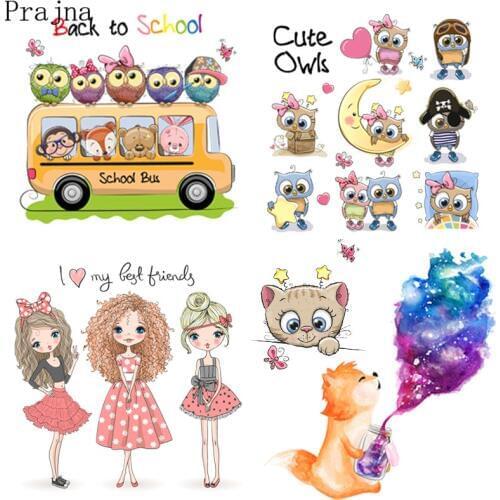 Prajna Iron-on Transfers Unicorn Owl Bird Heat Iron On Transfer Patch Vinyl Patches For Clothes Printable Sticker Badge Washable