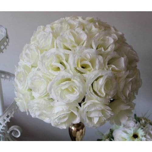 SPR 45cm*4 pcs Rose kissing ball artificial silk flower wedding decoration ivory color-2015 Newly design