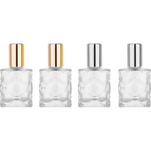 10ml Portable Square Glass Roller Bottle Mini Glass Bottles With Stainless Steel Roller Balls For Essential Oils Perfumes