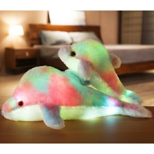 30/45cm Glowing Dolphin Plush Doll Luminous Pillow Cushion Colorful LED Light Animal Stuffed Toys Gift For Children Kids Girls