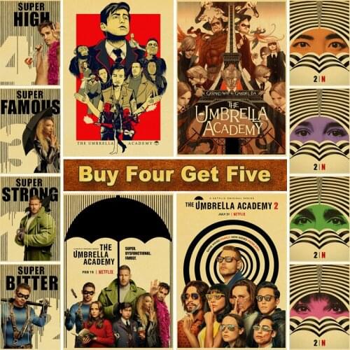 Vintage The Umbrella Academy Posters TV Series Retro Prints and Posters Kraft Paper Movie Wall Art Paintings Home Room Decor