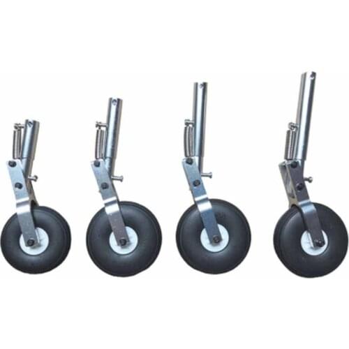 1pc 110/130/140/150mm Aluminum Alloy Retractable Damping Landing Gear with Wheel Kneeling Type Worm Steering Gear for RC Drone