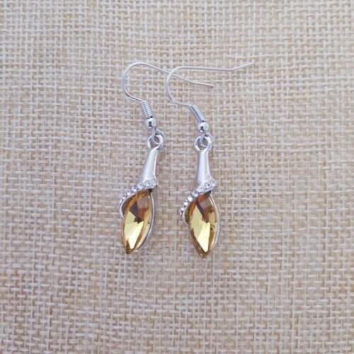 925 sterling silver ladies earrings earrings, one heart and one silver yellow ear hook crystal jewelry bride gift E0203
