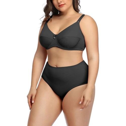 Plus Size Big Boobs Women Underwear Suit Bras Set Sexy Brassiere Panty Solid Non Padded Lingerie Tops D dd E F G