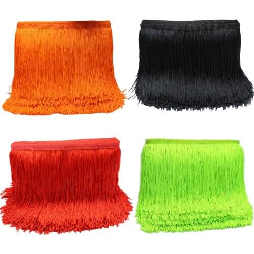 YACKALASI 10 Yard Dance Fringe Tassel Latin Dress Macrame Tutu Trimming Lace Soft Polyester Flour Color 14CM Wide
