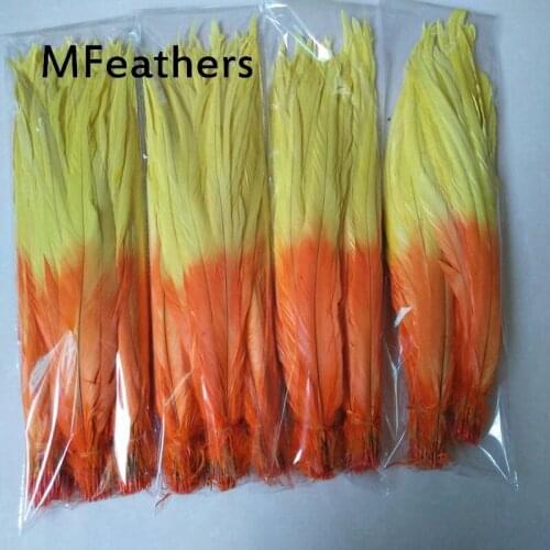 100PCS Beautiful Double Color Rooster feather 35-40CM 14-16inch DIY Wedding Party Dance Dress Decoration Accessories Dyed Plume