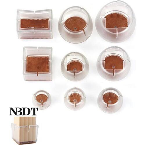 12Pcs/Lot Square Round Clear Silicone Coffee Bar Stool Table Chair Desk Leg Cap Feet Sleeve Cover Floor Protector Felt Pad