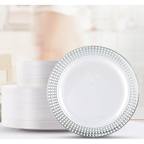 20PCS Disposable Thickened Food Grade Imported Plastic Western Dinner Plate Family Party Dinner Plate