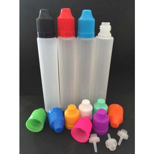 30ml PE Refillable Empty Needle Bottle Pen Style Long Slim E Liquid Bottle Dropper Oil Bottles With 13 Colorful Cap