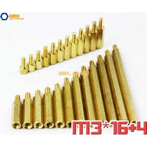 60 Pieces Brass M3 x 16 + 4mm PCB Female to Male Motherboard Standoff Hex Spacer