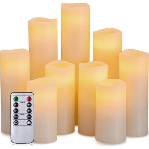 9Pcs Flameless Electronic Candle Soft Flashing LED Candle with 10 Key Remote Control