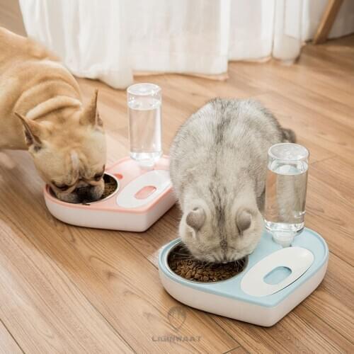 Heart Shaped Automatic Pet Feeder with Water Dispenser Dual Use Detachable Easy Clean Non Spill Dog Bowls Universal Pet Feeder