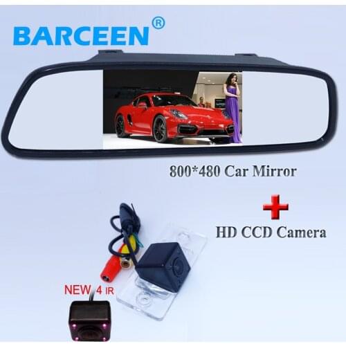 Car rear camera 4 ir lights night vision+4.3" car reserve mirror for VW Touareg/POLO(3C)/Cayenne /Golf/Old Passat/Fabia/Poussin
