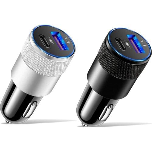 Mini USB Car Charger Type C 3.1A 15W PD Quick Fast Charging Adapter For Power Bank Tablet PC Mobile Phone Charger Adapter in Car