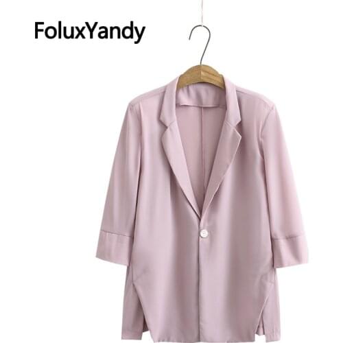 Single Button Women Blazer Summer Coats Plus Size XXXL 4XL Three Quarter Sleeve Thin Office Lady Blazers KKFY5618