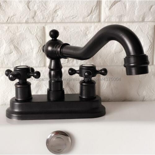 Oil Rubbed Bronze Deck Mounted Two Holes Bathroom Basin Faucet Bath Faucets Vanity Vessel Sinks Mixer Tap Nhg075