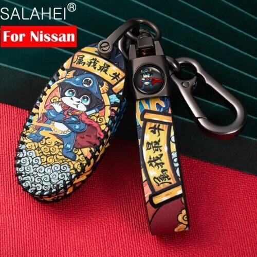 Leather Car Key Case Cover Remote Fob For Nissan Qashqai J10J11 X-Trail t31t32 kicks Tiida Pathfinder Murano Note Juke Infiniti